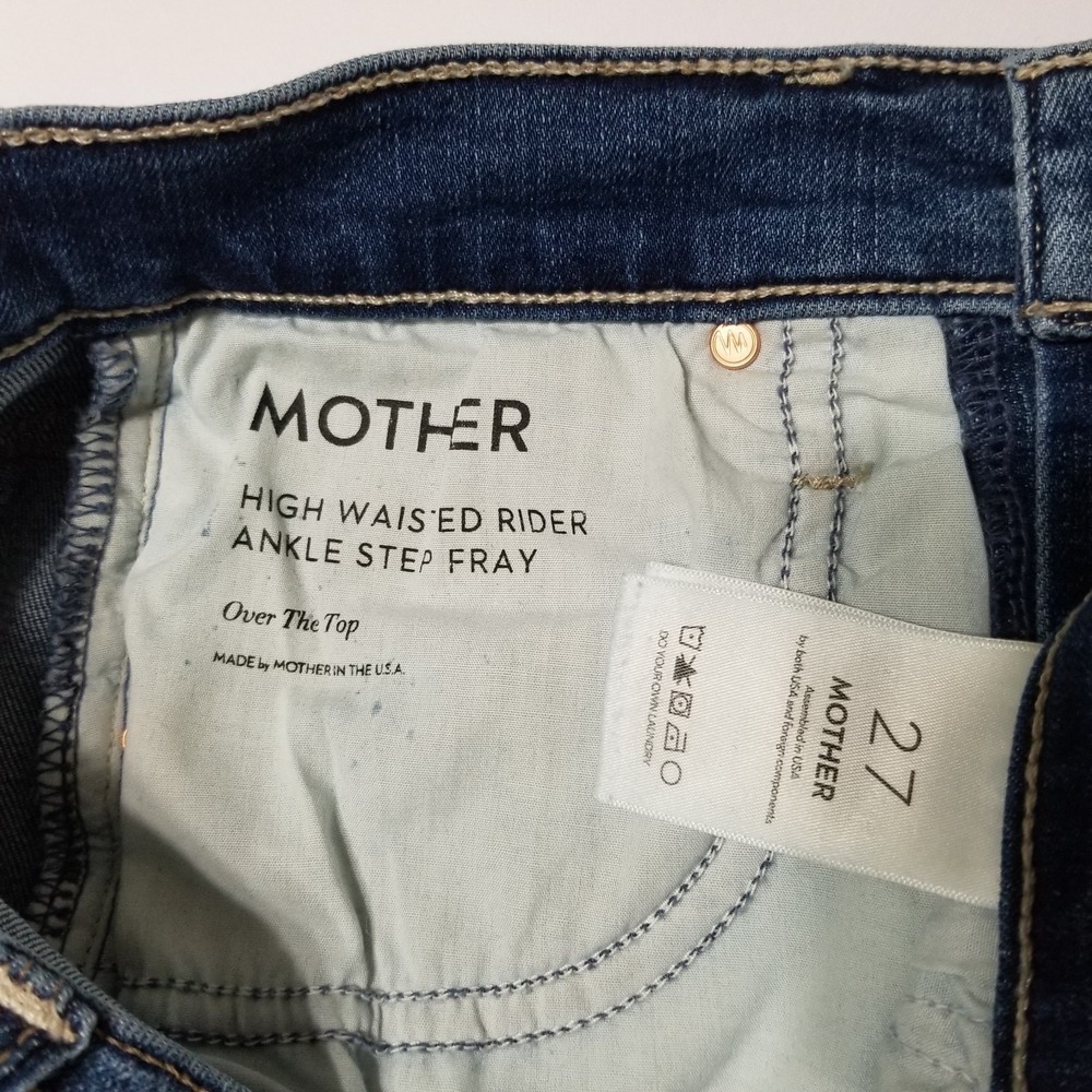 NWT MOTHER High Waisted Rider Ankle Step Fray in Over The Top Straight Jeans 27 - Picture 14 of 16